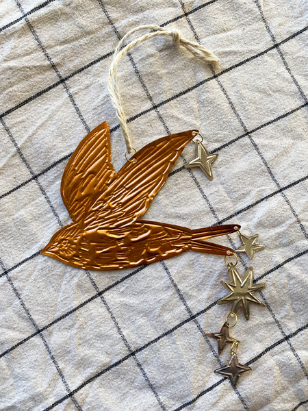 Starlit Swift Embossed Copper Ornament