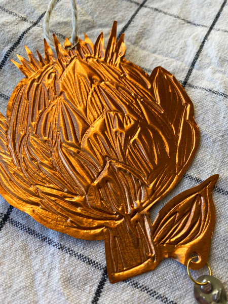 Artichoke Embossed Copper Ornament