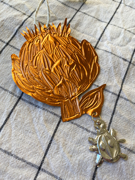 Artichoke Embossed Copper Ornament