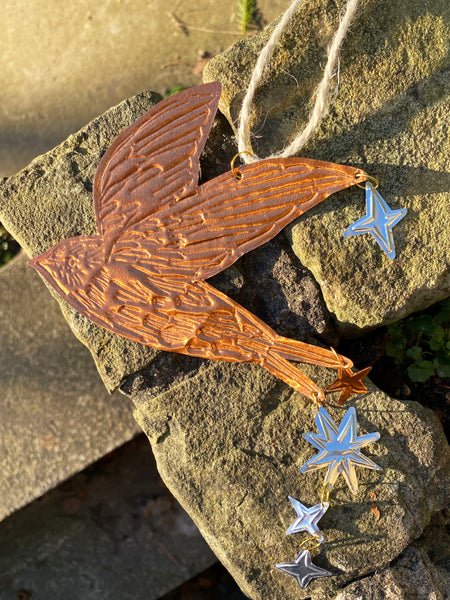Starlit Swift Embossed Copper Ornament