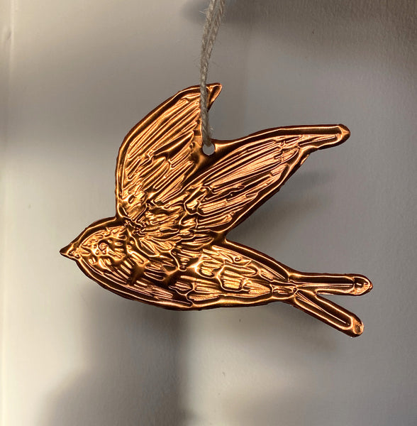 Swift Embossed Copper Ornament