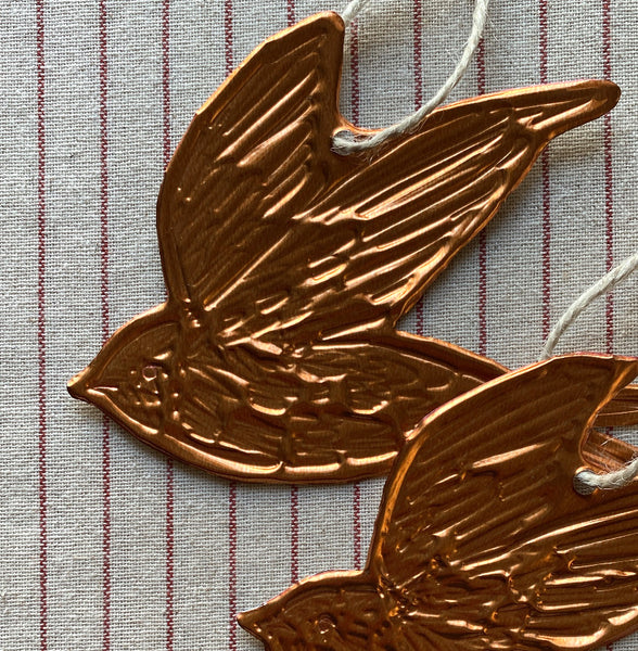 Swift Embossed Copper Ornament