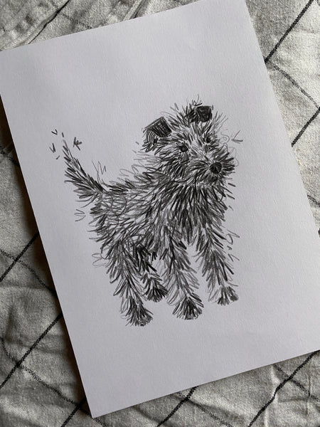 Terrier Original Drawing - A5