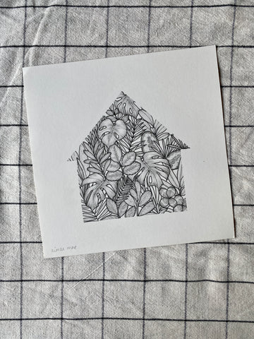 House Plants Original Drawing - 21cm x 21cm