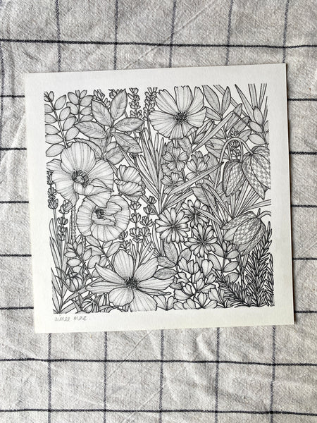 Wildflower Original Drawing - 21cm x 21cm (Copy)