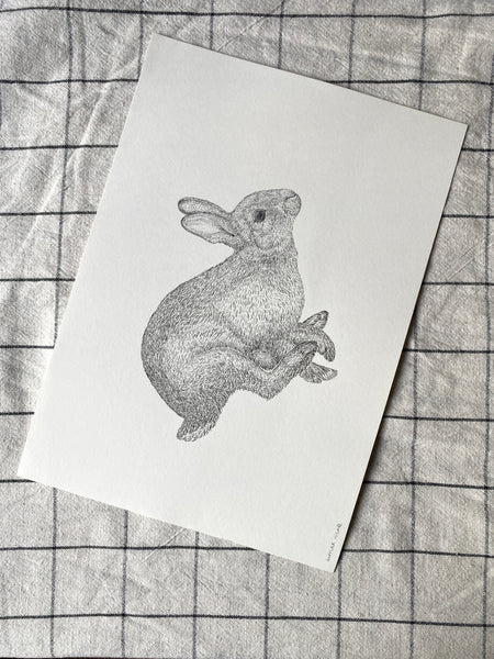 Running Rabbit Original Drawing - A4