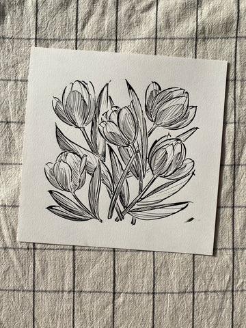 Tulips Original Drawing - 21cm x 21cm