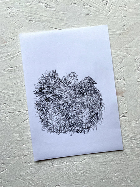 Hen & Chicks Original Drawing - A5