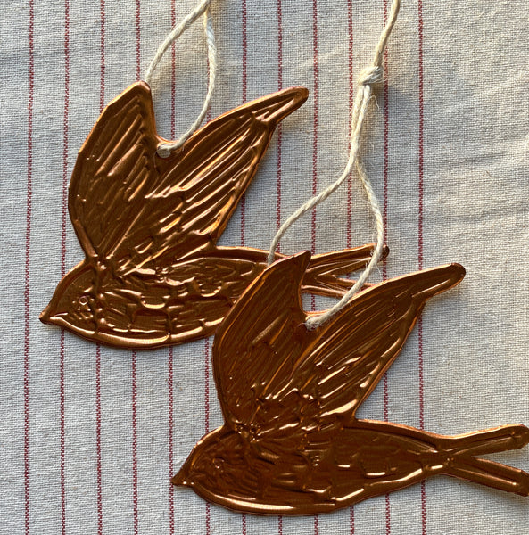 Swift Embossed Copper Ornament