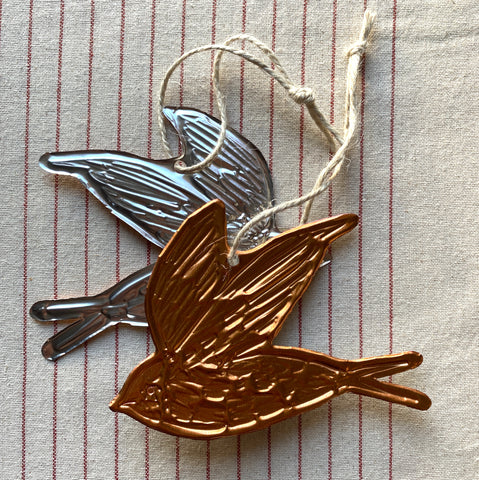 Swift Embossed Copper Ornament
