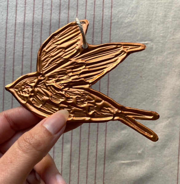Swift Embossed Copper Ornament