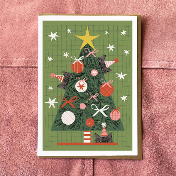 Cat Christmas Tree Card