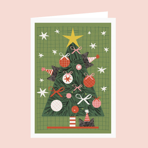 Cat Christmas Tree Card