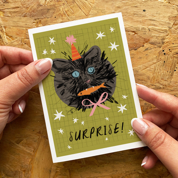 Surprise! Cat Birthday Card