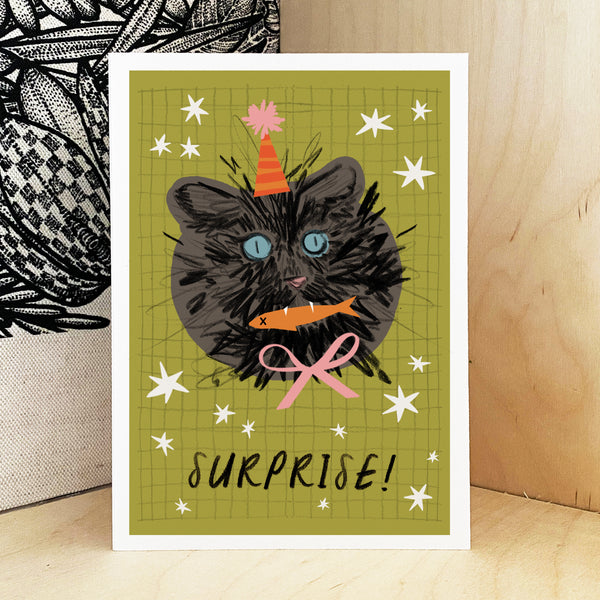 Surprise! Cat Birthday Card