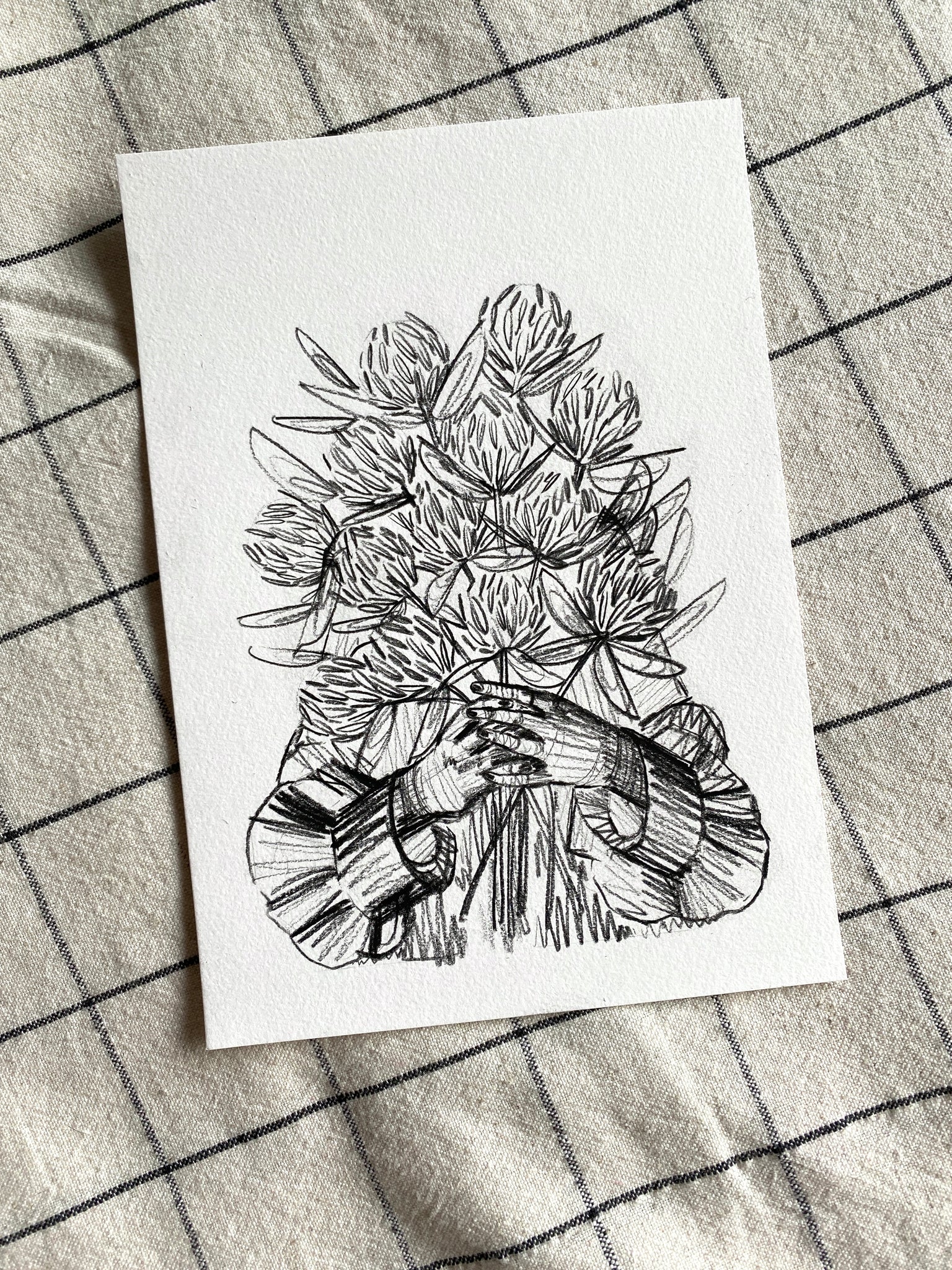 Clover Hands Original Drawing - A5