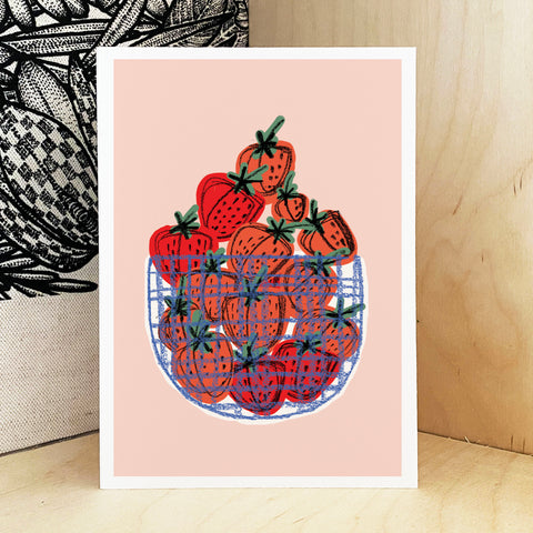 Strawberry Bowl Print - A4 no