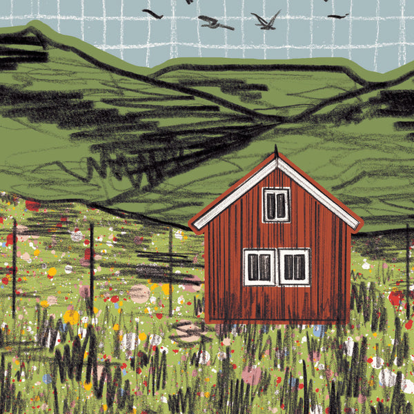 Red Cabin Print - A3